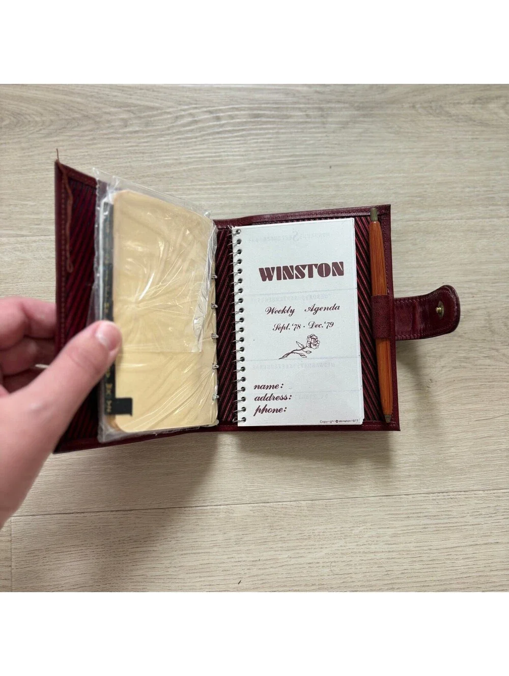 Vintage 1978 Winston NIB Cowhide Leather Daily Agenda Address Book Planner